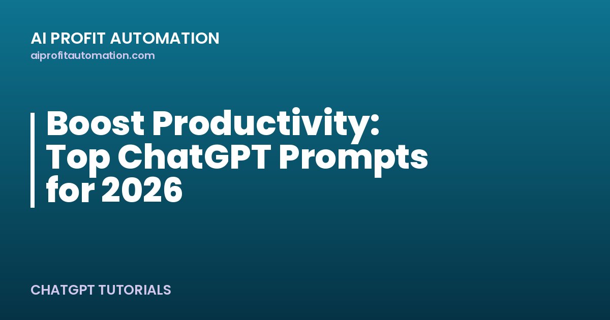 Boost Productivity: Top ChatGPT Prompts for 2026