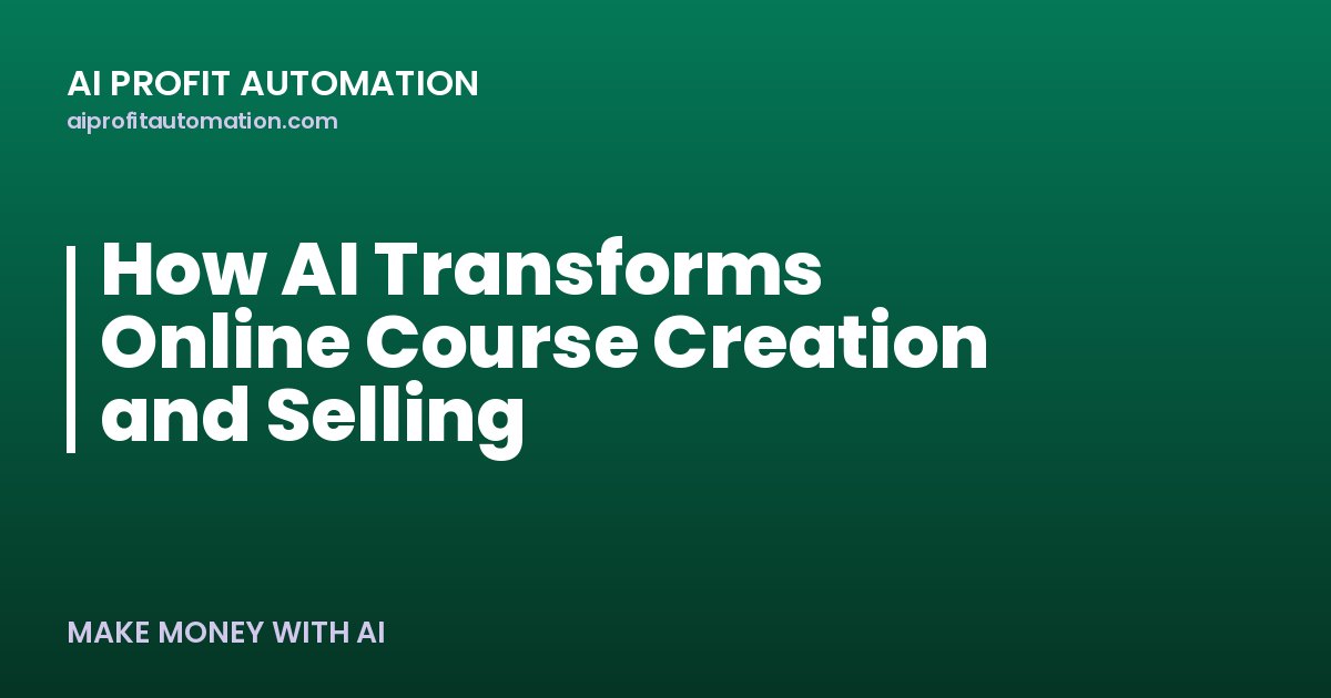 How AI Transforms Online Course Creation and Selling