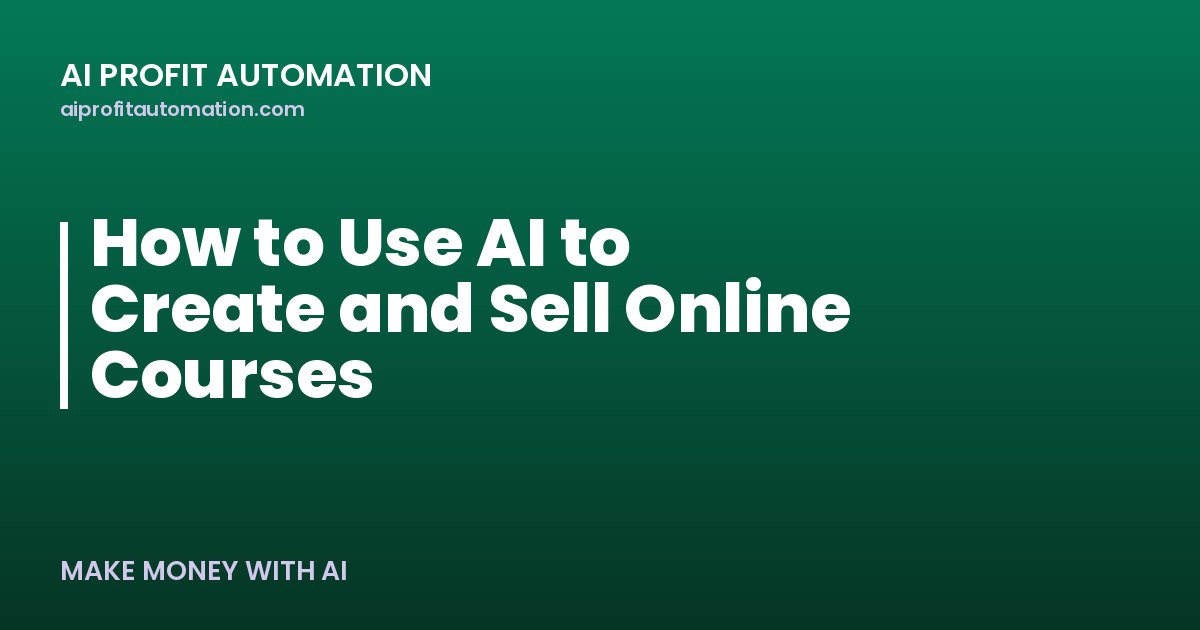 How to Use AI to Create and Sell Online Courses
