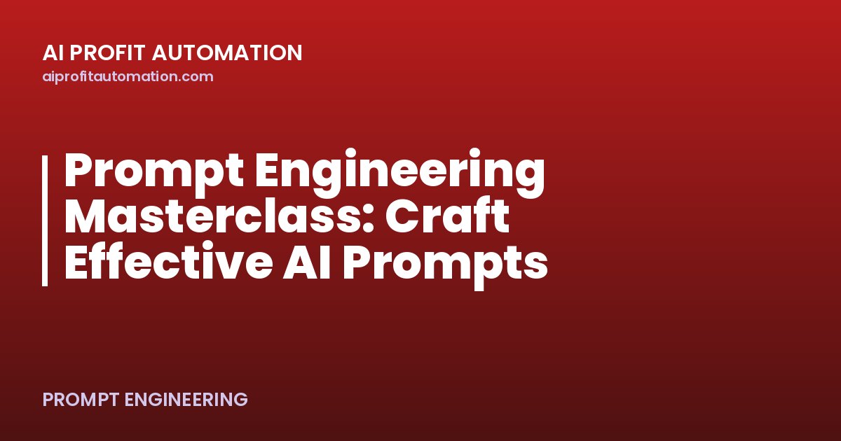 Prompt Engineering Masterclass: Craft Effective AI Prompts