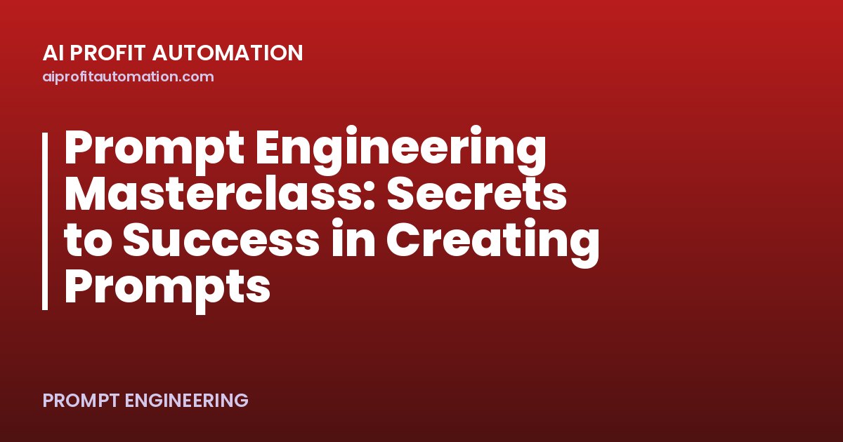 Prompt Engineering Masterclass: Secrets to Success in Creating Prompts
