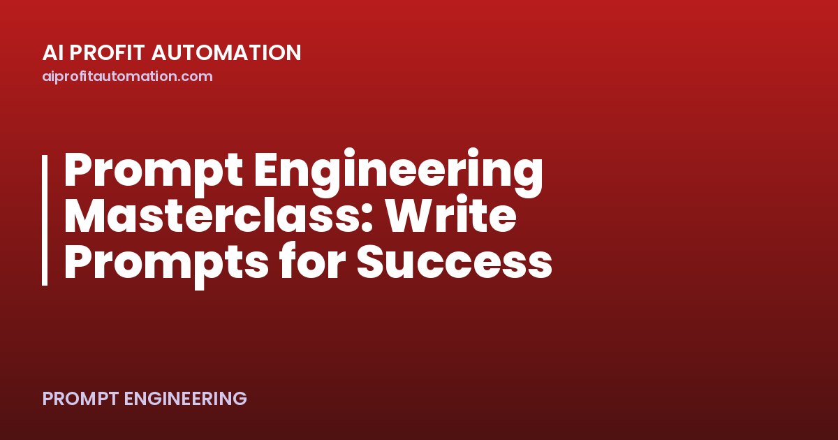 Prompt Engineering Masterclass: Write Prompts for Success