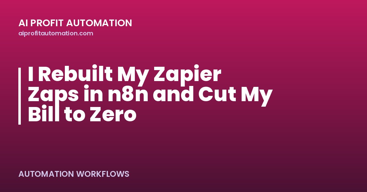 I Rebuilt My Zapier Zaps in n8n and Cut My Bill to Zero