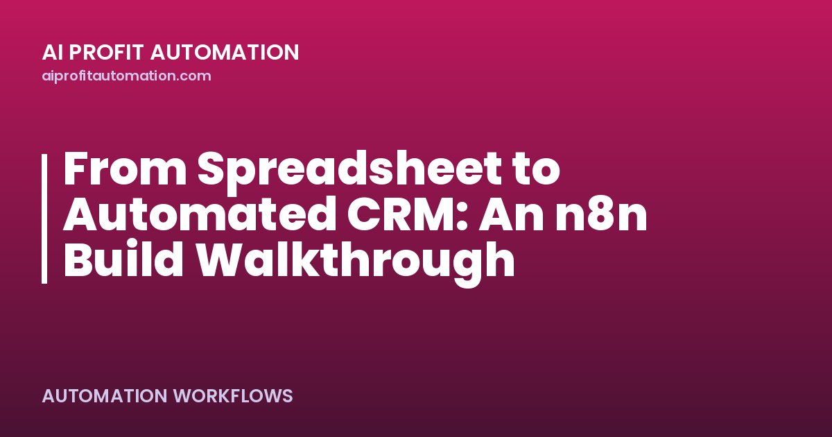 From Spreadsheet to Automated CRM: An n8n Build Walkthrough