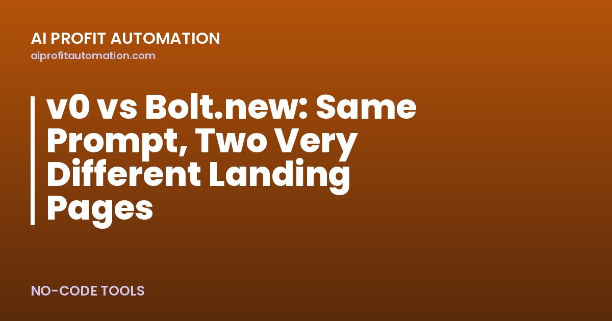 v0 vs Bolt.new: Same Prompt, Two Very Different Landing Pages